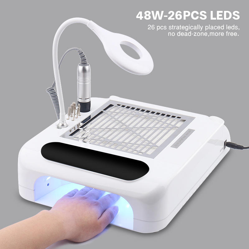 6 in 1 Nail Drill Machine Vacuum Cleaner Hand Pillow Professional Uv Led Nail Table Lamp 48w For Nail Salon