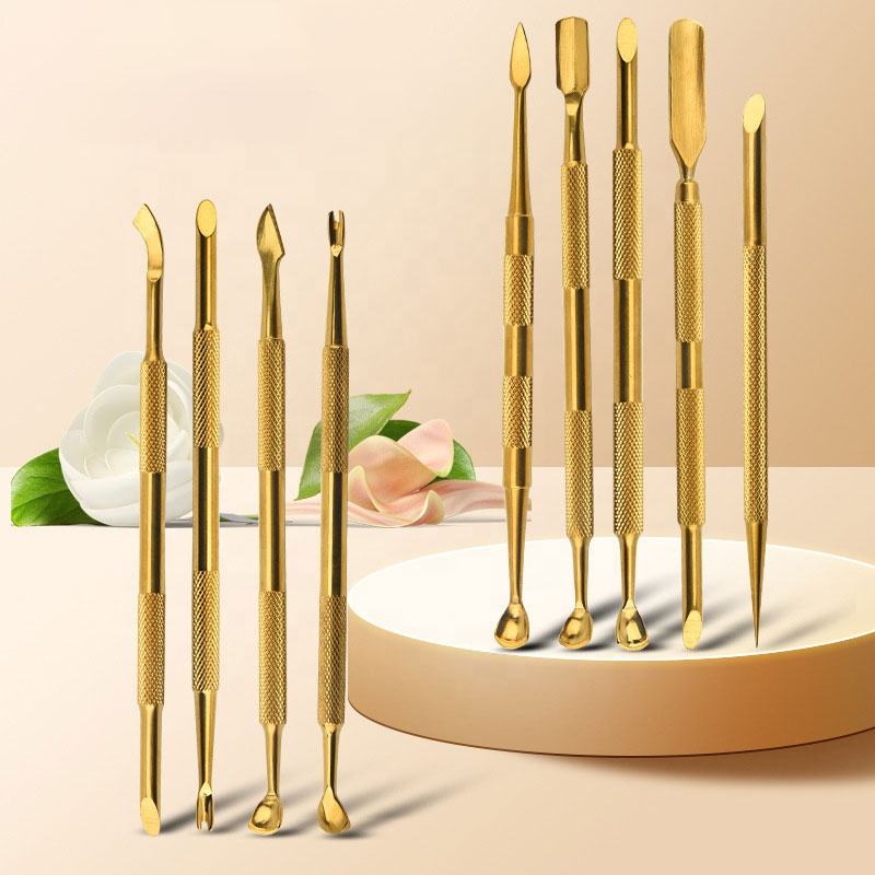 New Arrival Art Nail Pusher Stainless Steel Silver Gold Rainbow Titanium Manicure Salon Nail Cuticle Pusher