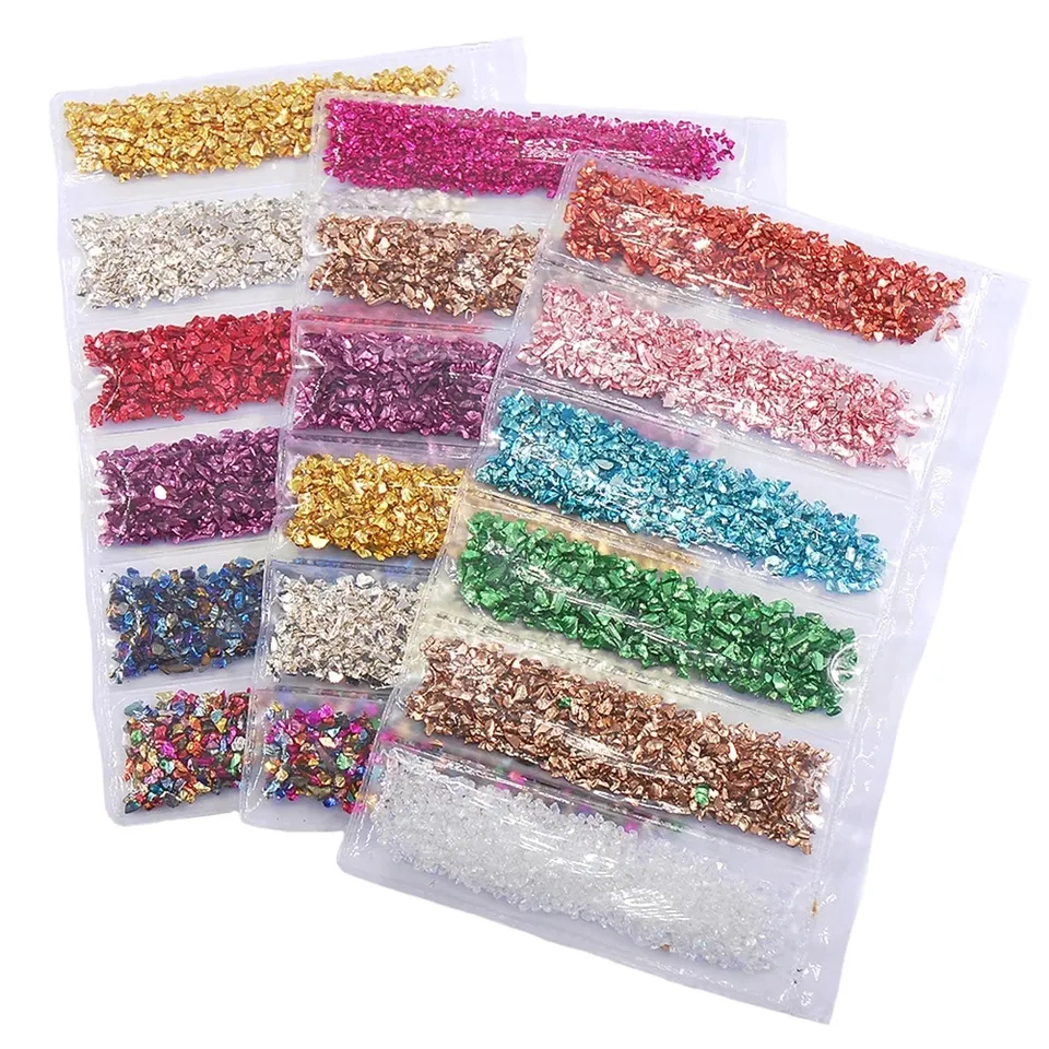 Nail Sequin Multicolor Glass Crushed Nail Stone The Shape Of Irregular Glitter Sequins For Nail Art Manicure Crafts Decoration