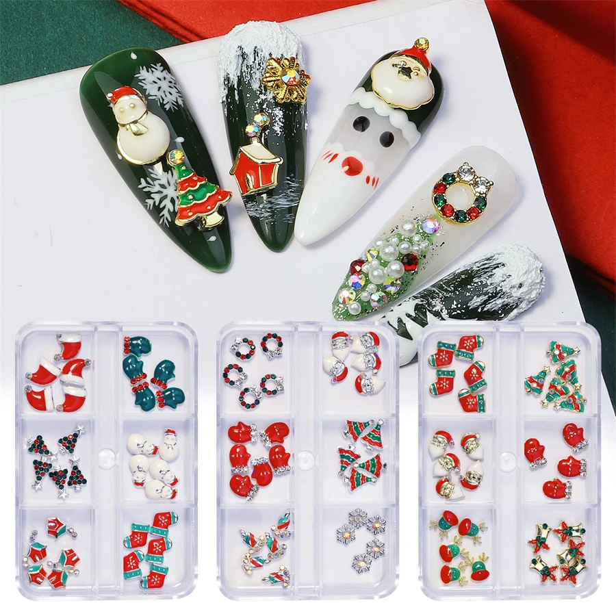 Nail Decorative Slice Alloy Christmas Mix Shapes Christmas Metal Charm Nail Art Decoration Wheel 3D Nail Jewelry Accessories