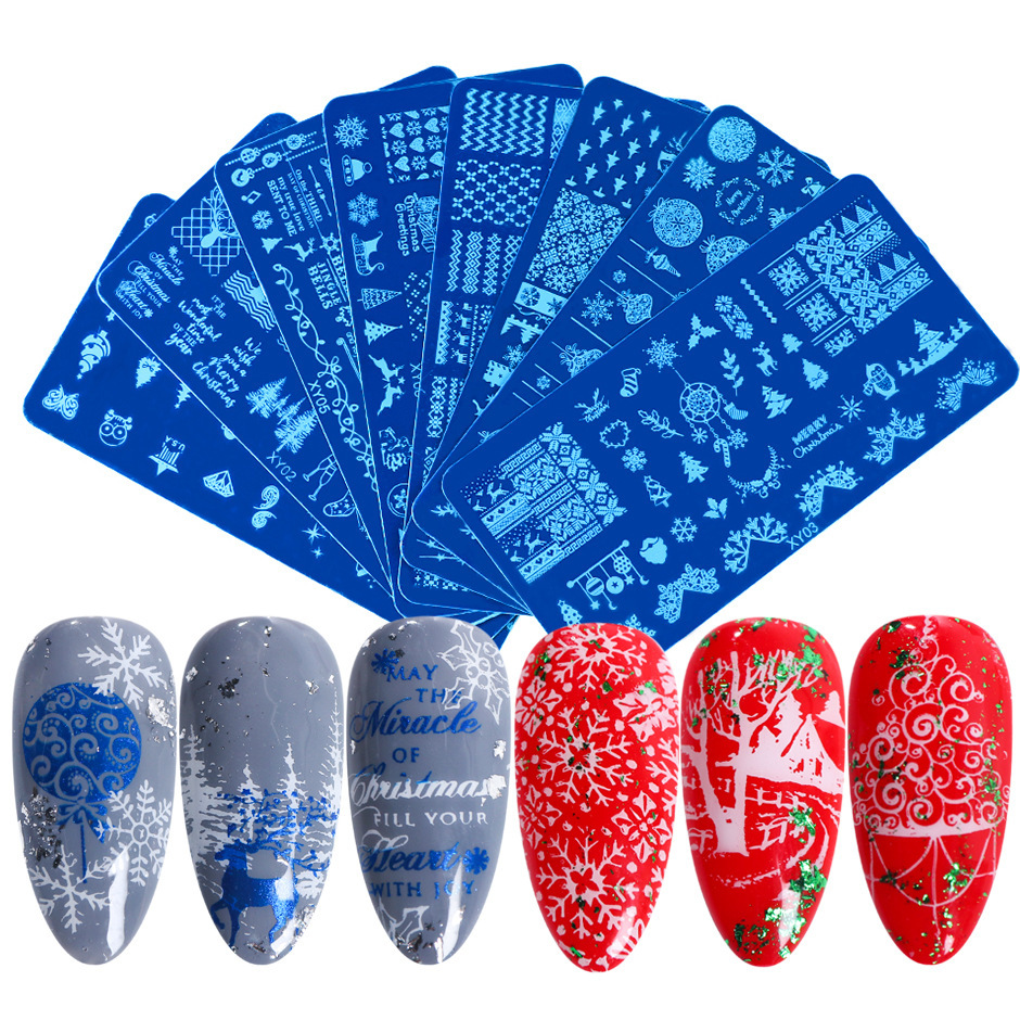 Nail Stamper Wholesale 38 Designs Christmas New Year Rectangle Stainless Steel Stamping Plates Nail Art