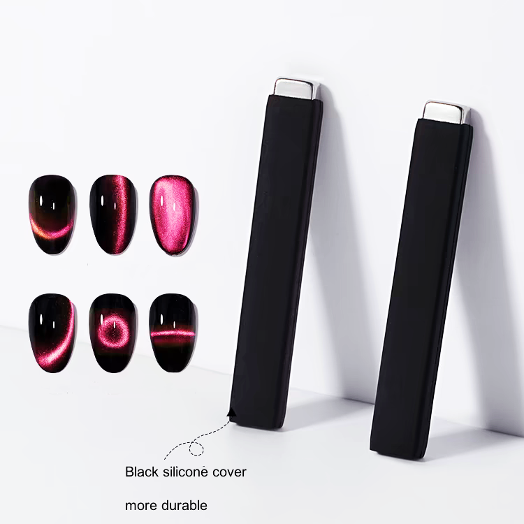 Nail Magnet Durable Anti-fall Silicone Cover Strong Magnet For Nail Art Professional Cat Eye Nail Tool Magnet Black