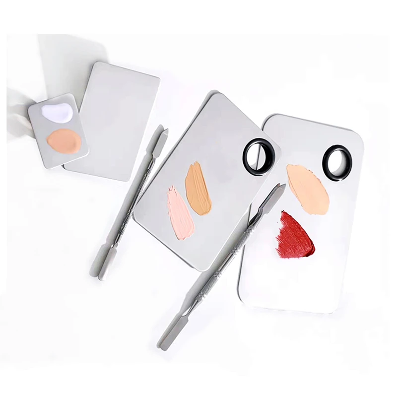 UNGROUPED SALON APPLIANCE Private Logo Rectangle Nail Polish Color Mixing Palette Stainless Steel Mixing Palette Make Up