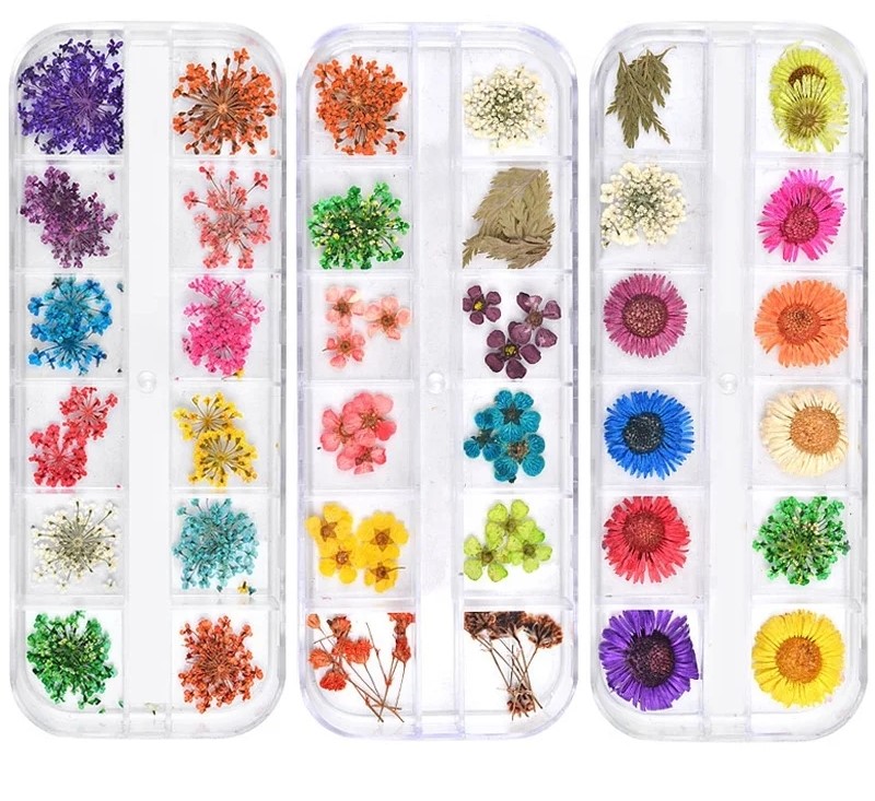 Nail Decorative Slice Mix Dried Flowers Nail Decorations Jewelry Natural Floral Leaf Stickers 3D Nail Art Designs Polish Manicure