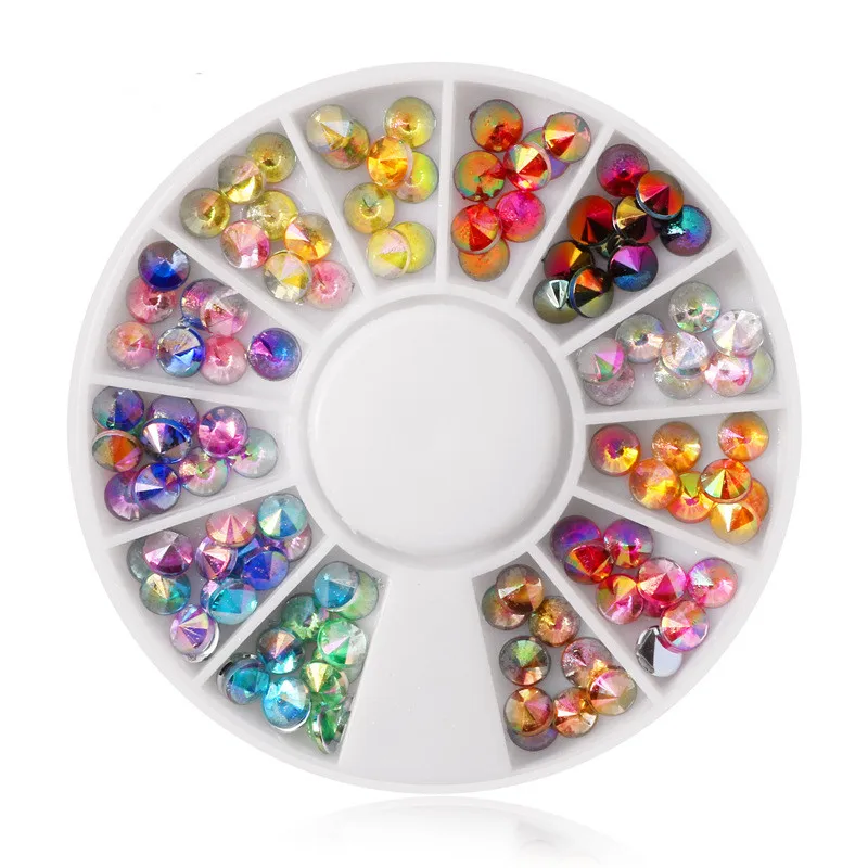 Nail Rhinestones New 12 Color 2 Size Point Back Rhinestone Wheel For Nail Art Decoration